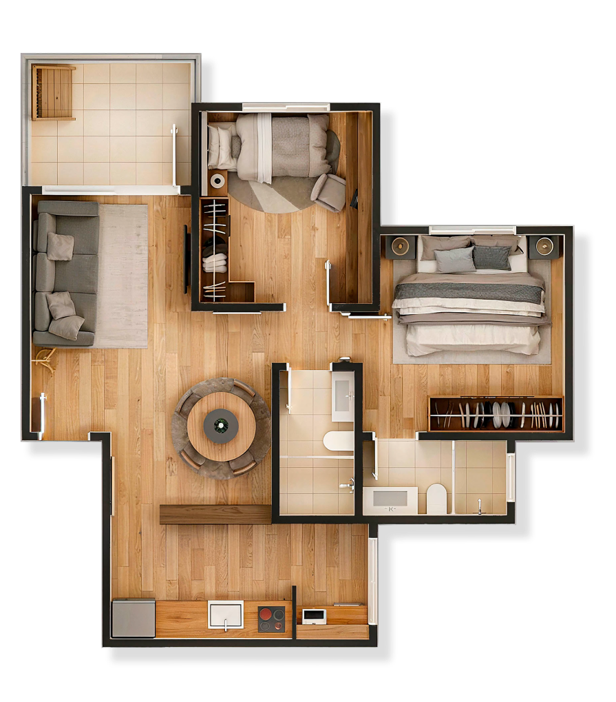 Planta baixa apartamento 71,40 m²
